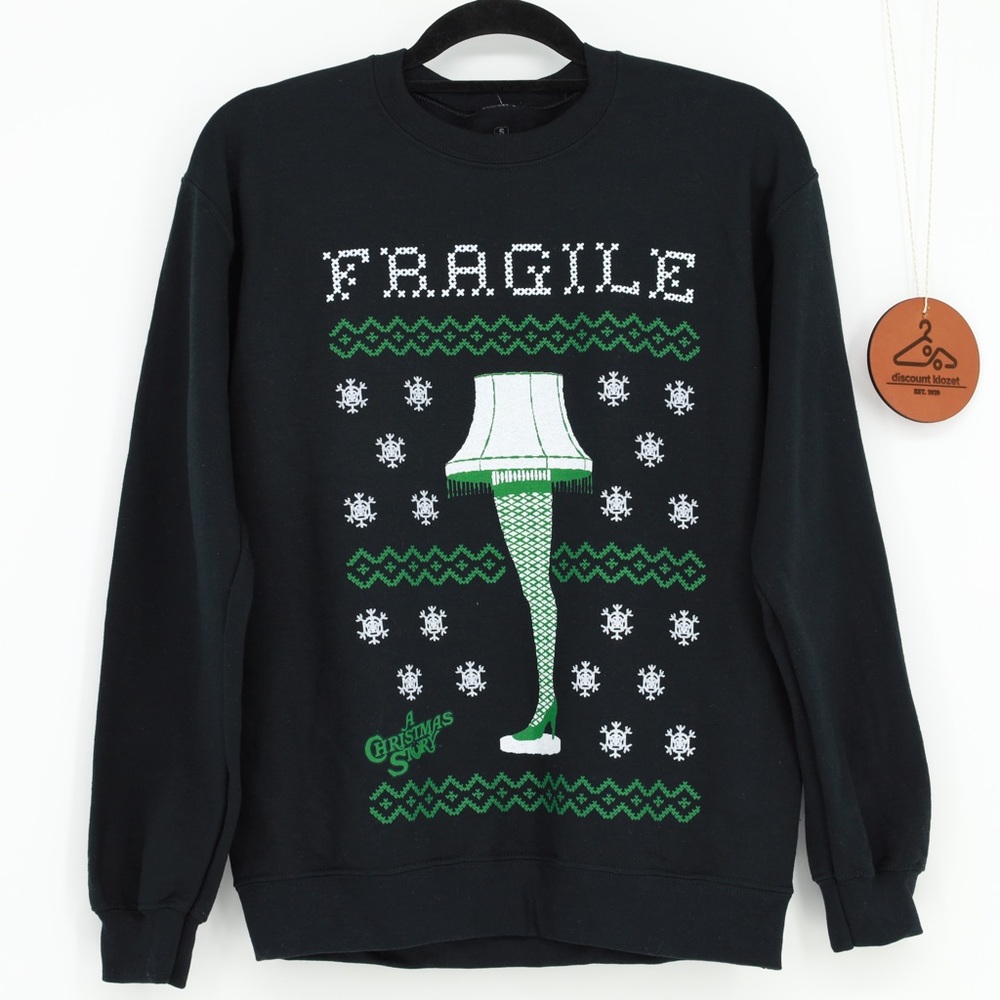 A Christmas Story‎ Green Leg Lamp Sweatshirt Ugly Christmas Sweater NWOT Small